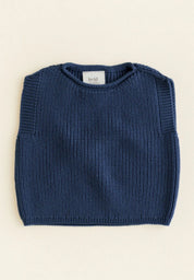 Hvid mitwachsender Baby Merino Strickpullunder Harvey in blu