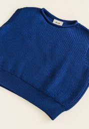 Hvid mitwachsender Baby Merino Strickpullunder Harvey in cobalt blu