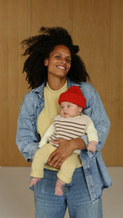 Hvid mitwachsender Baby Merino Strickpullunder Harvey cream mocha