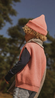 Hvid mitwachsender Kinder Merino Strickpullunder Harvey in bubblegum
