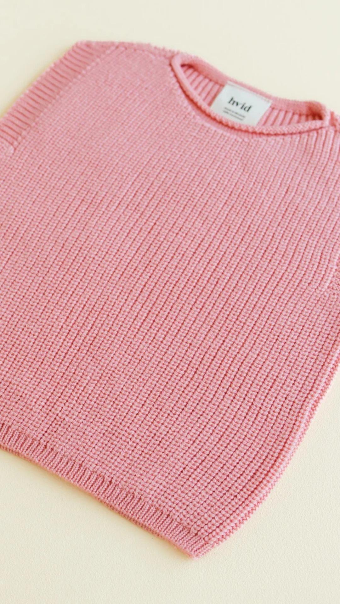 Hvid mitwachsender Kinder Merino Strickpullunder Harvey in bubblegum
