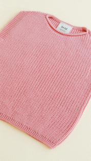 Hvid mitwachsender Kinder Merino Strickpullunder Harvey in bubblegum