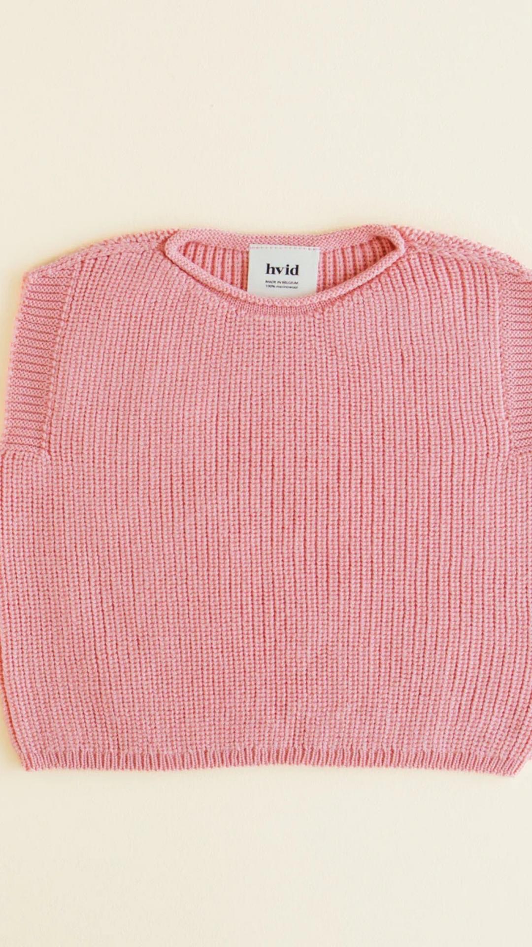 Hvid mitwachsender Kinder Merino Strickpullunder Harvey in bubblegum