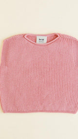 Hvid mitwachsender Kinder Merino Strickpullunder Harvey in bubblegum