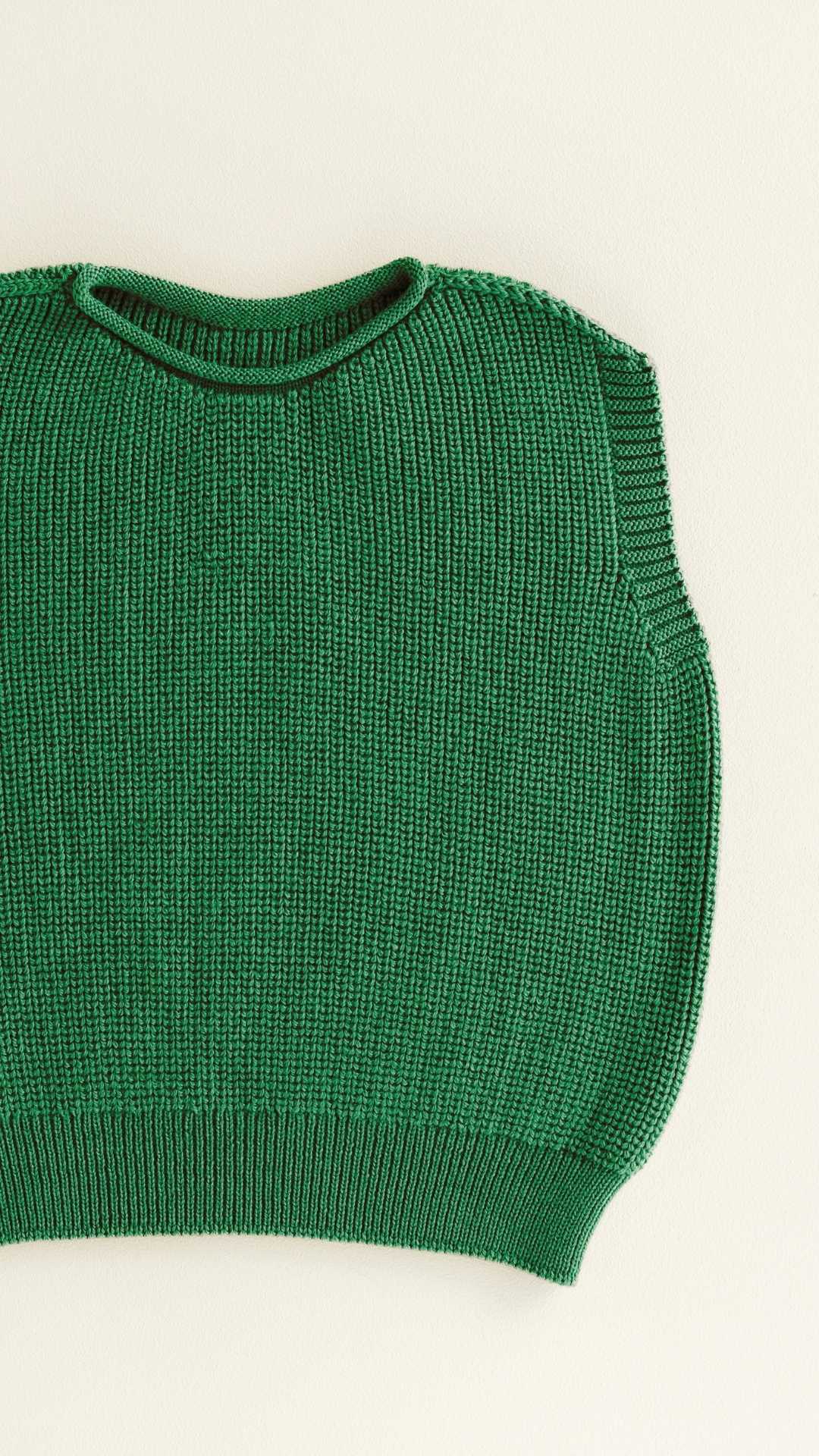 Hvid mitwachsender Kinder Merino Strickpullunder Harvey in green