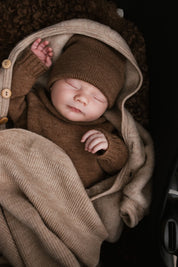 Hvid Merino Babydecke "Felix" sand