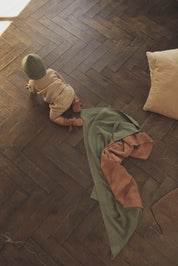 Hvid Merino Babydecke "Gust" in artischok