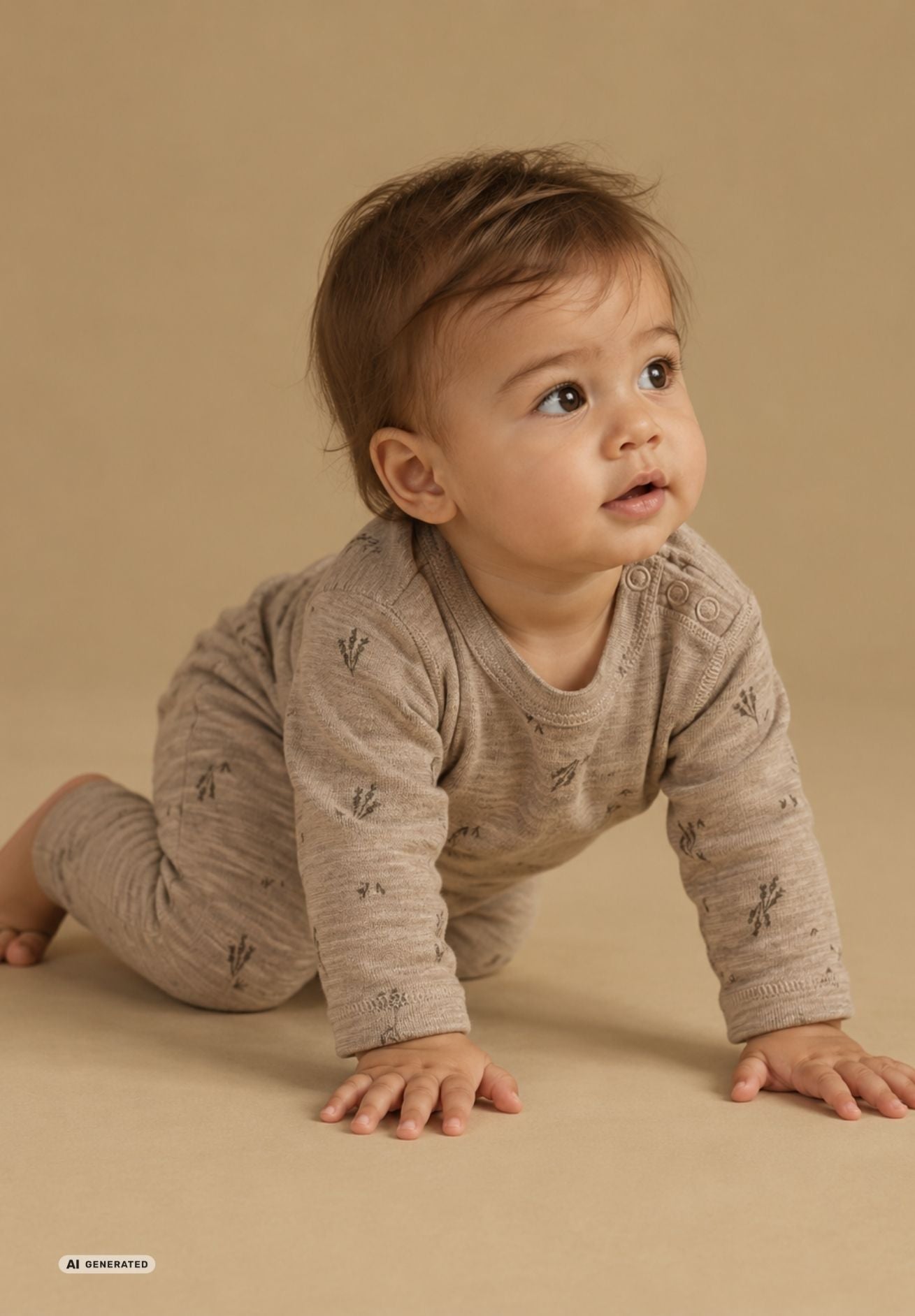 Joha Merino Wollshirt langarm sand gemustert