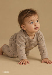 Joha Merino Wollshirt langarm sand gemustert