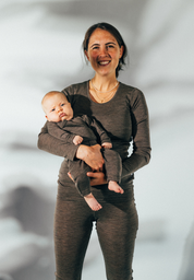 Joha Frauen Wolle Seide Leggings in chocolate melange