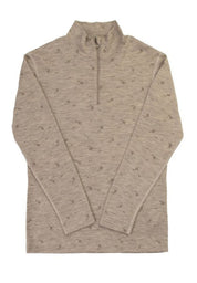 Joha Damen Merino Langarmshirt mit Zip in sand gemustert