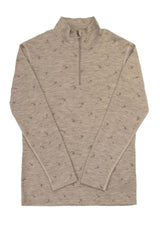 Joha Damen Merino Langarmshirt mit Zip in sand gemustert