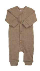 Joha Merino mitwachsender Woll Strickoverall in camel melange Gr. 80/86/92