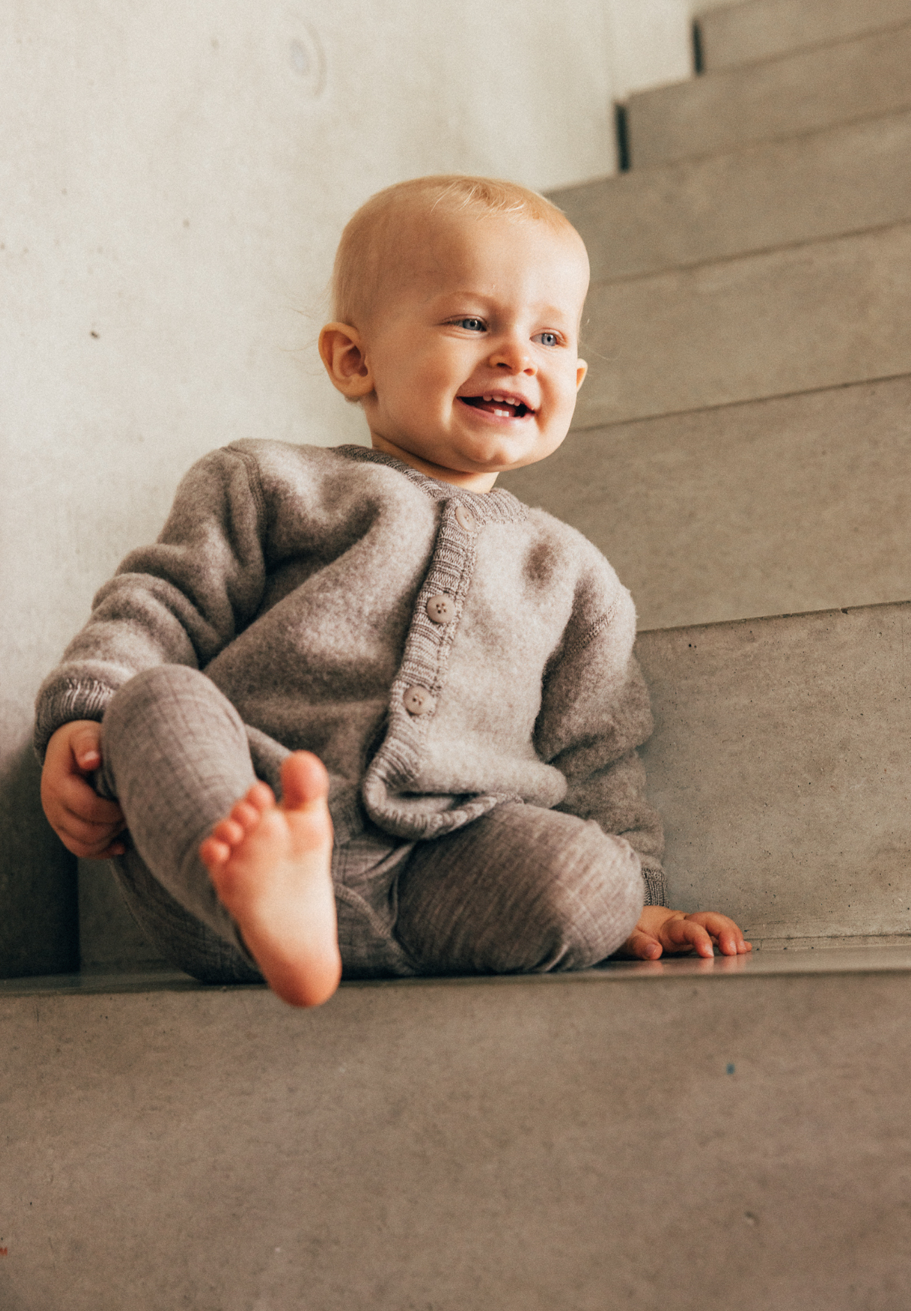 joha Merino Wollfleecejacke sesam melange