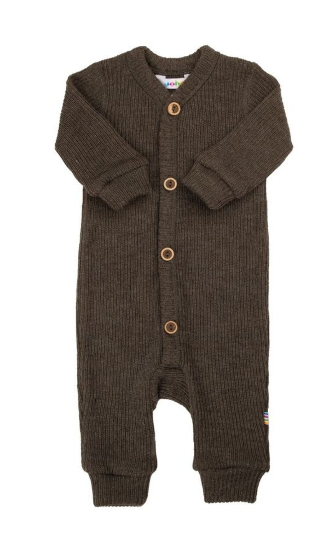 Joha Merino mitwachsender Woll Strickoverall dark chocolate