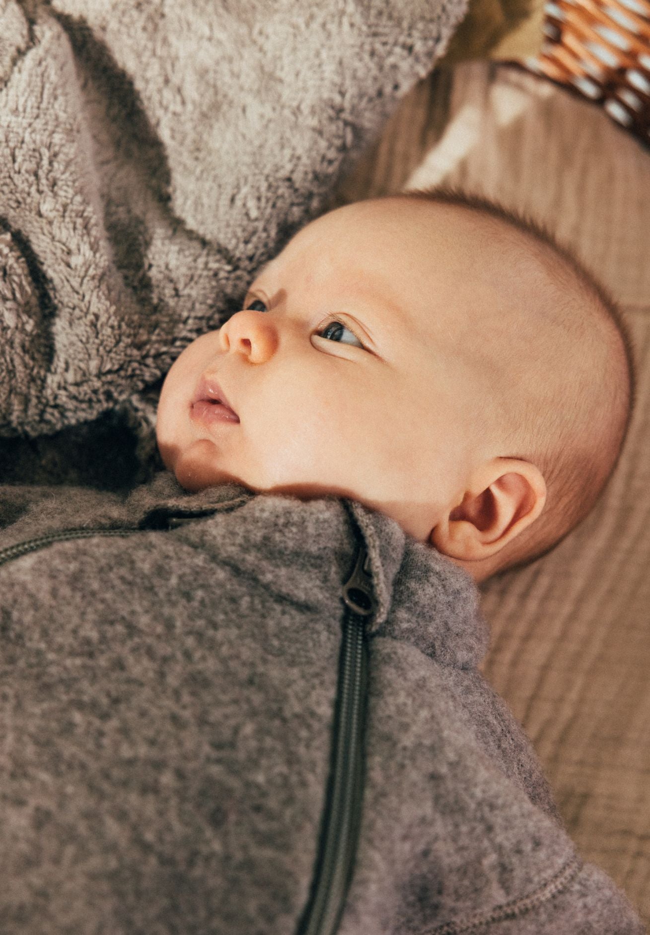 joha Baby Wollfleece Overall mit Reißverschluss in sesam