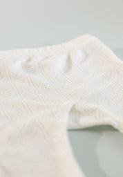 Joha Wolle Seide Leggings mit zartem Muster mit Fuß ecru