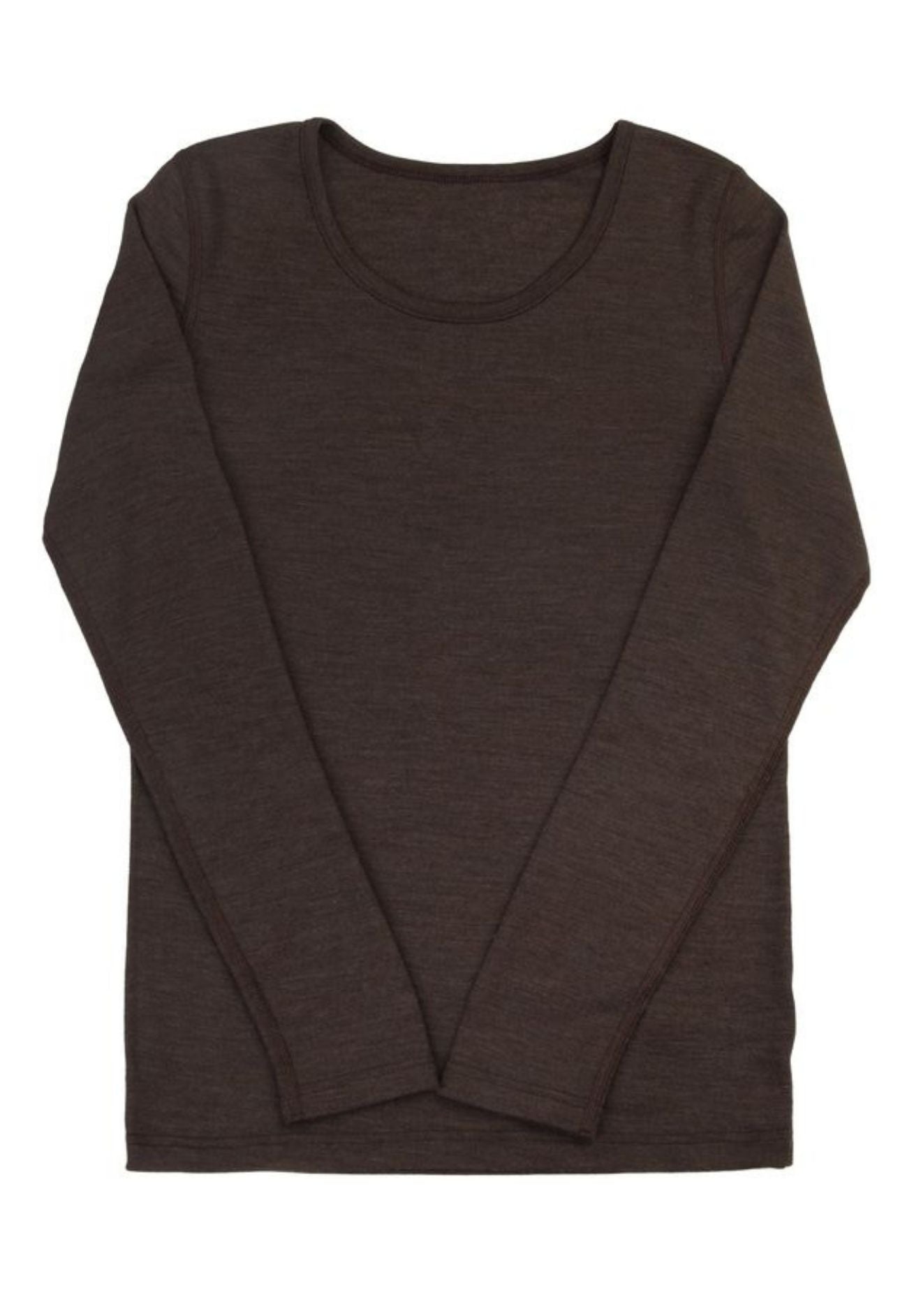 Joha Frauen Wolle Seide Langarmshirt in dark chocolate