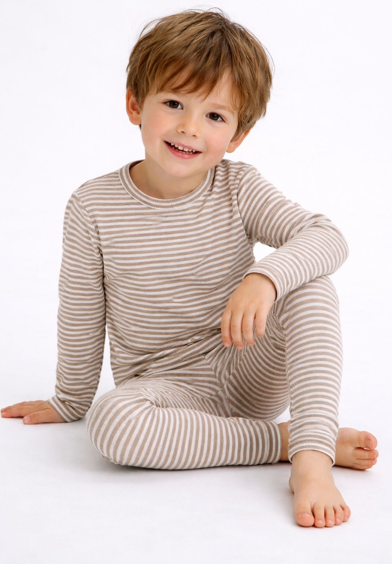 Joha Wolle Seide Leggings "special edition" mocca gestreift