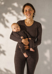 Joha Frauen Wolle Seide Leggings in dark chocolate