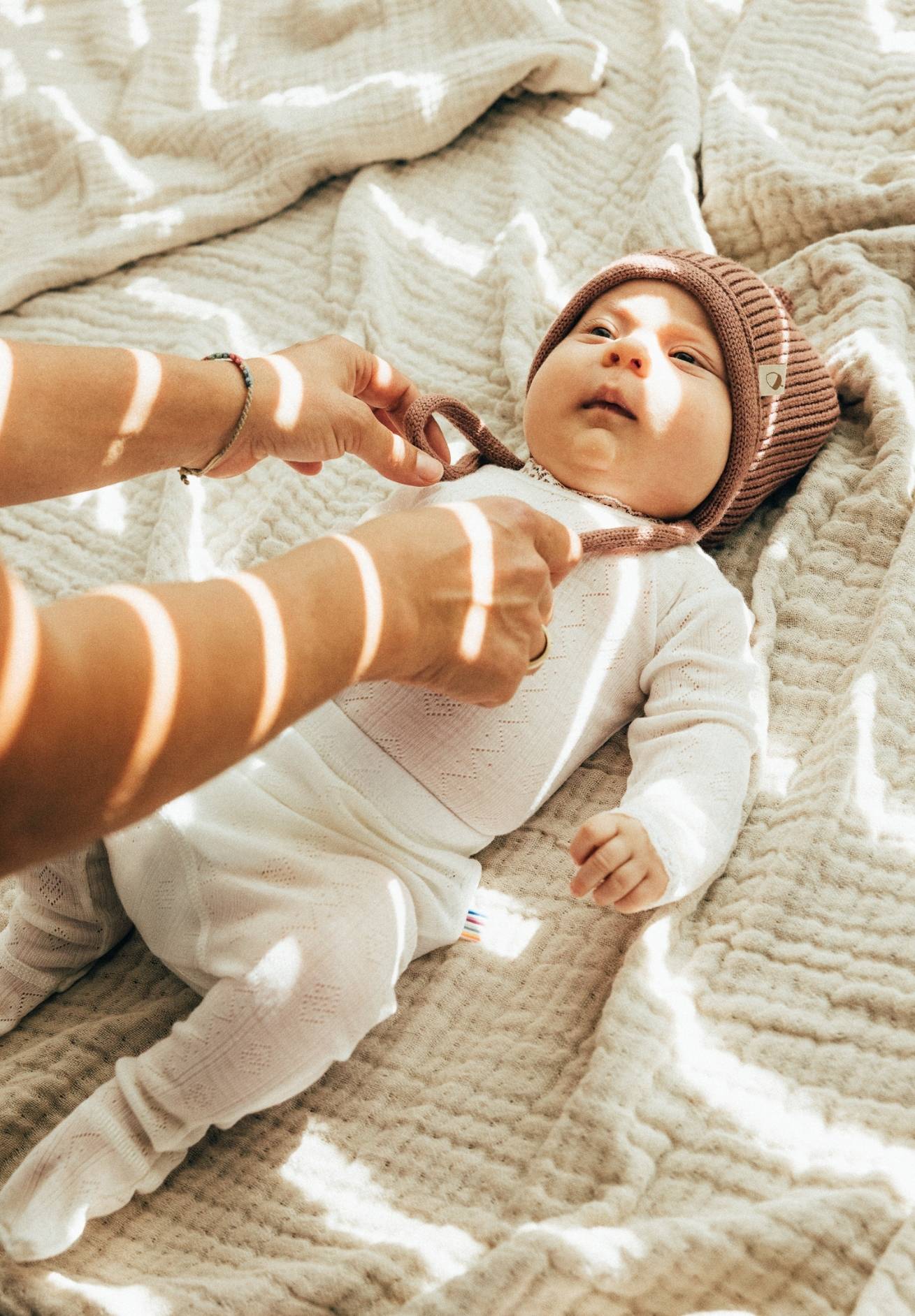 Joha Wolle Seide Leggings mit zartem Muster mit Fuß ecru