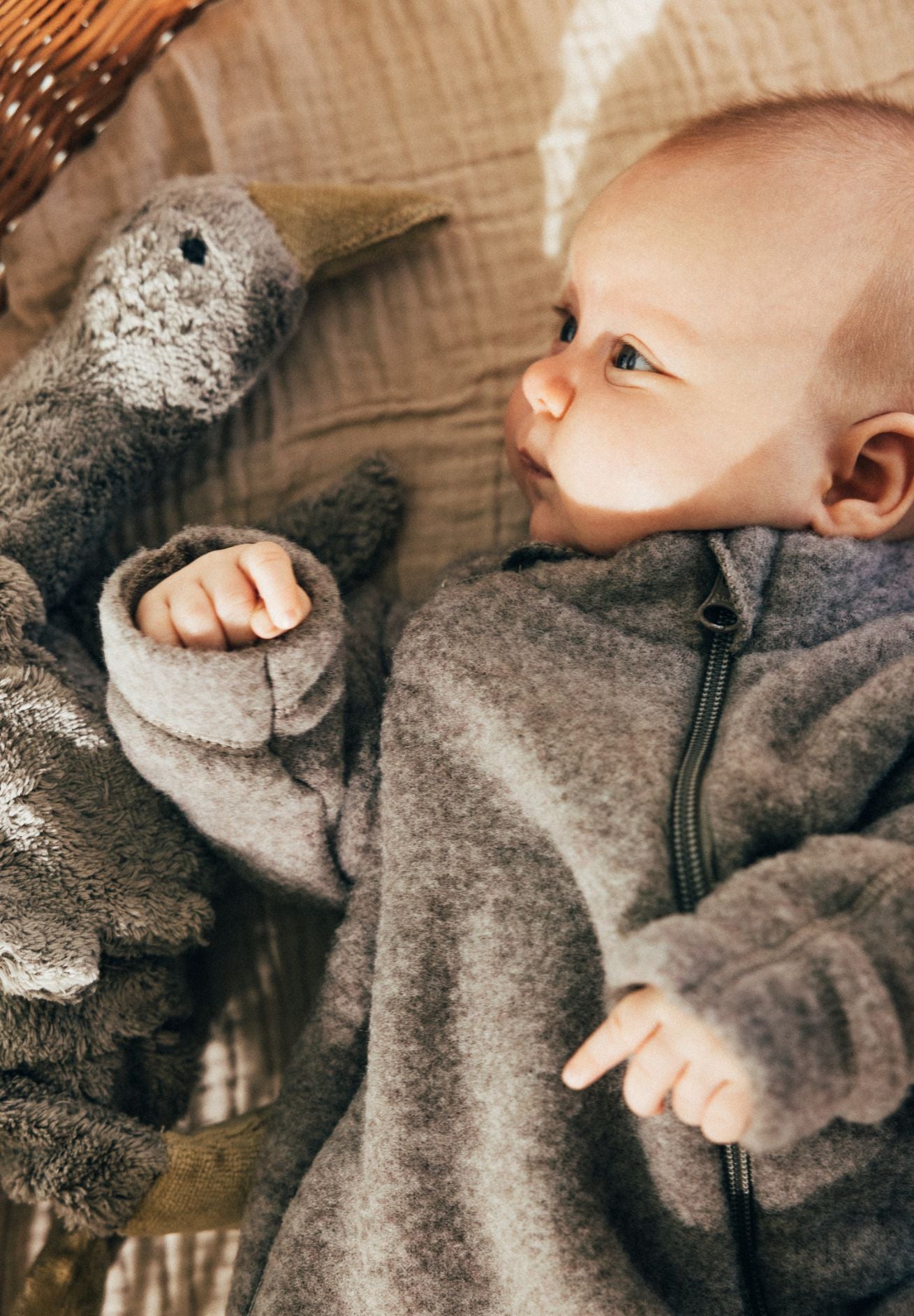 joha Baby Wollfleece Overall mit Reißverschluss in sesam