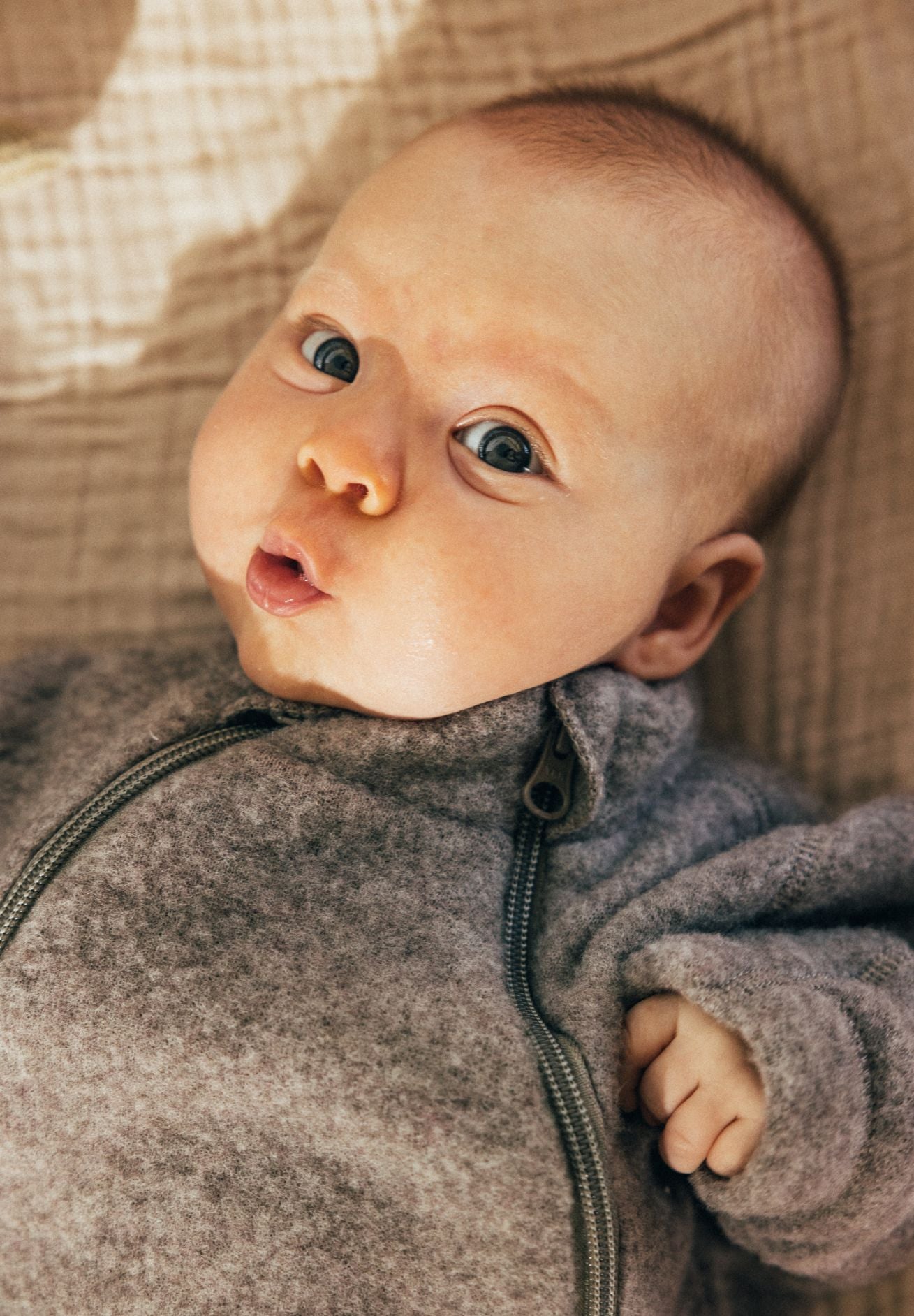 joha Baby Wollfleece Overall mit Reißverschluss in sesam