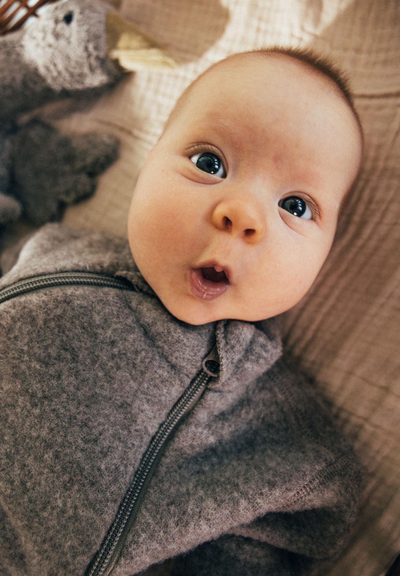 joha Baby Wollfleece Overall mit Reißverschluss in sesam