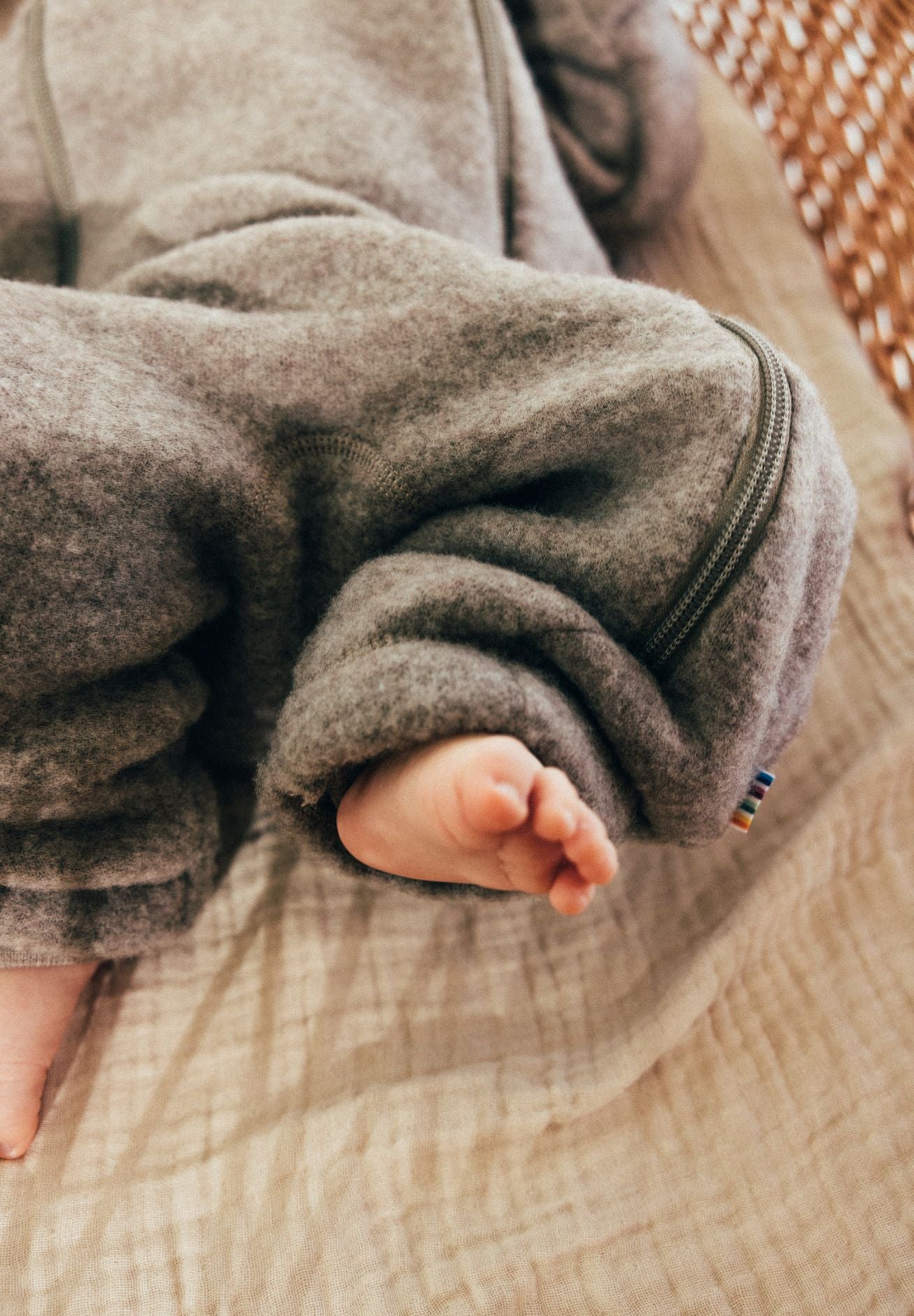 joha Baby Wollfleece Overall mit Reißverschluss in sesam