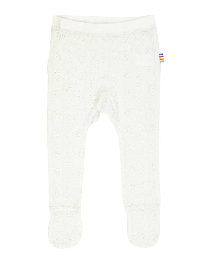 Joha Wolle Seide Leggings mit zartem Muster mit Fuß ecru
