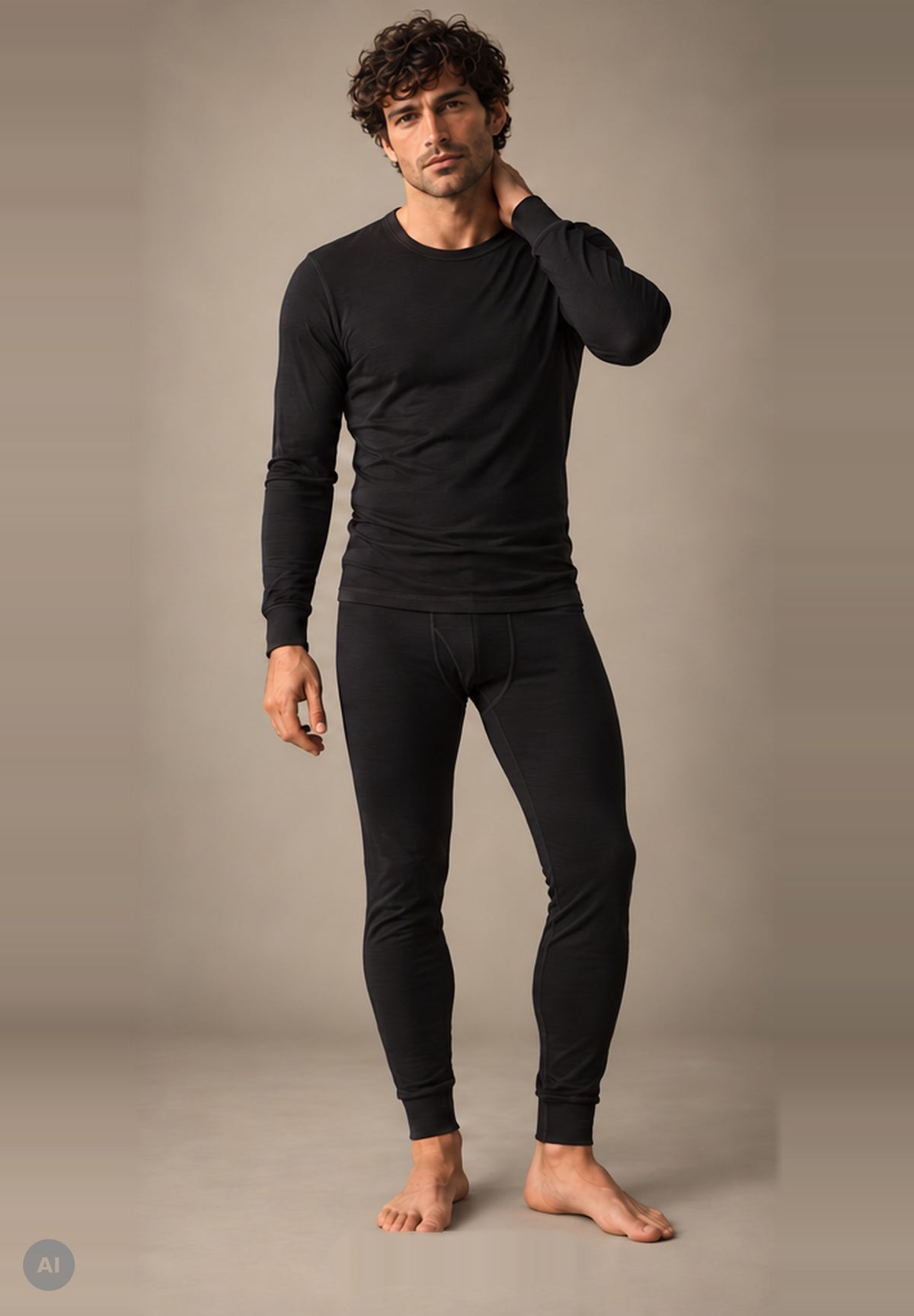 Joha Männer Merino Lange Unterhose mit Eingriff schwarz