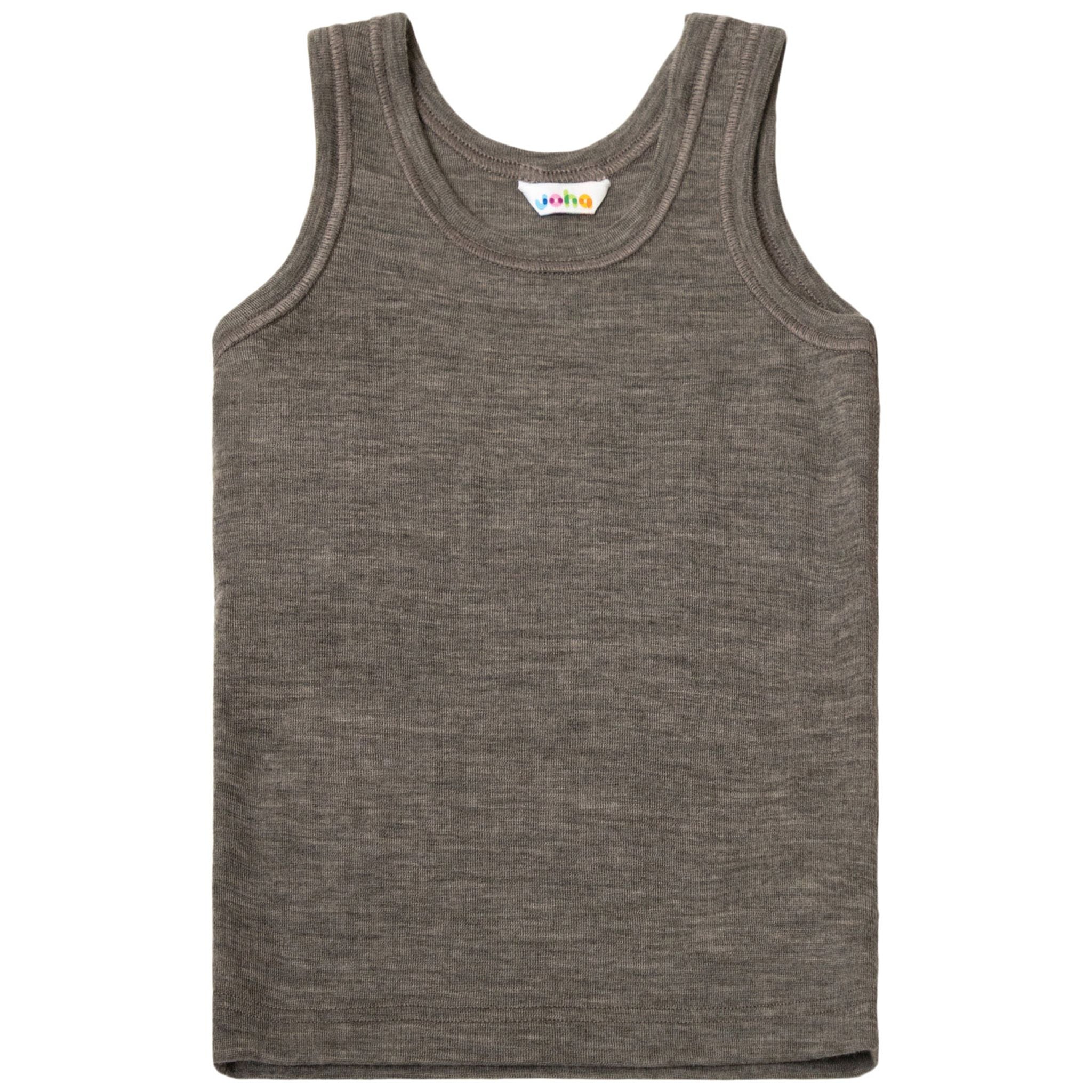 Joha Merino Woll Unterhemd unisex braun grau melange