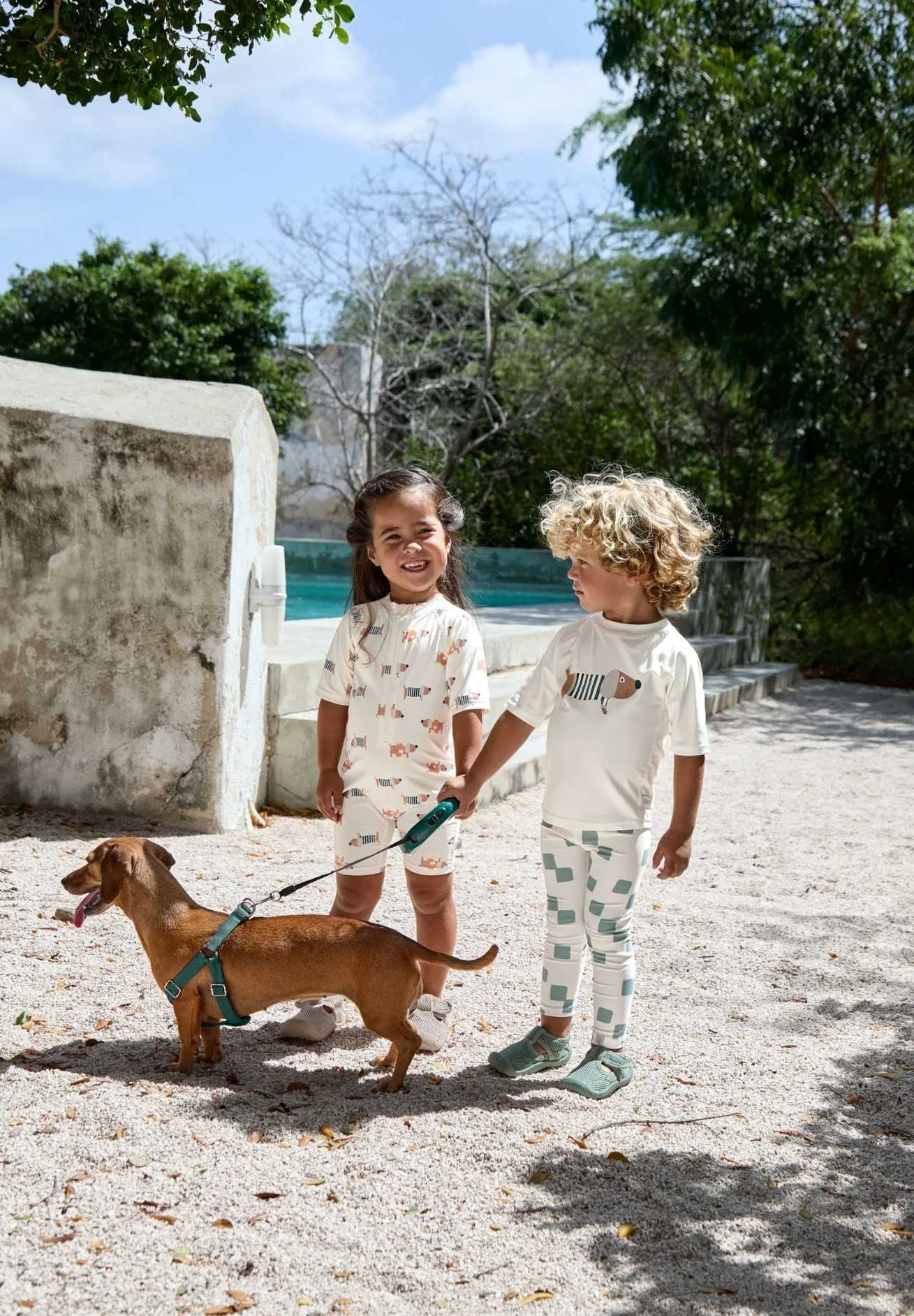 Lässig UV Shirt kurzarm unisex Hund ecru