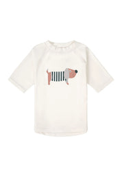 Lässig UV Shirt kurzarm unisex Hund ecru