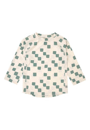 Lässig UV Shirt langarm unisex kariert ecru gruen