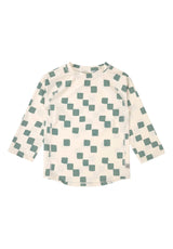 Lässig UV Shirt langarm unisex kariert ecru gruen