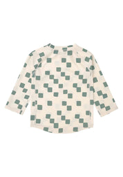 Lässig UV Shirt langarm unisex kariert ecru gruen