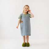 Leinen Kinderschürze in blu