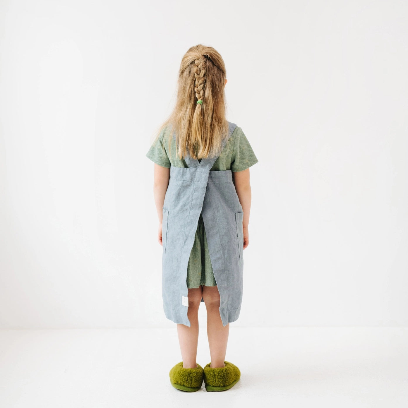 Leinen Kinderschürze in blu