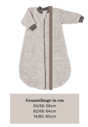 Lilano warmer Baby Schlafsack mit Arm Schurwollfrottee grau Ringel