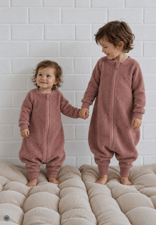 Lilano Ganzjahres Schlafsack mit Füßen Schurwollfrottee mauve