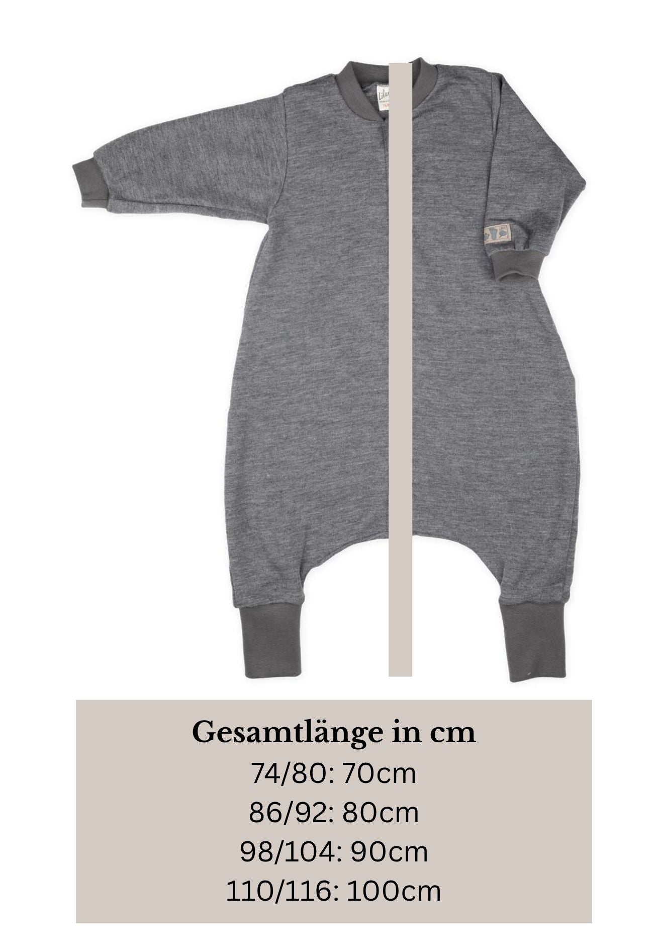 Lilano Ganzjahres Schlafsack ohne Arm mit Füßen Wolle Seide Ringel gra – coucou natur