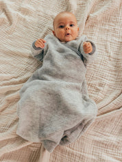 Lilano Baby Schlafsack Wollfrottee hellgrau geringelt