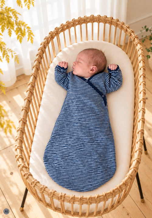 Lilano Baby Schlafsack Wollfrottee marine geringelt