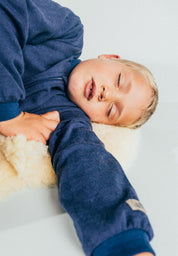 Lilano Ganzjahres Schlafsack mit Füßen Wolle Seide marine