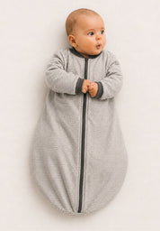 Lilano Baby Ganzjahres Schlafsack Wolle Seide Ringel grau ecru