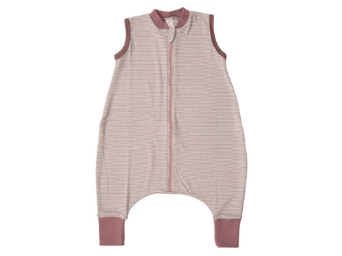 Lilano Ganzjahres Schlafsack ohne Arm mit Füßen Wolle Seide Ringel mauve