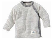 Lilano Baby Wolle Seide Wickelshirt Ringel grau ecru