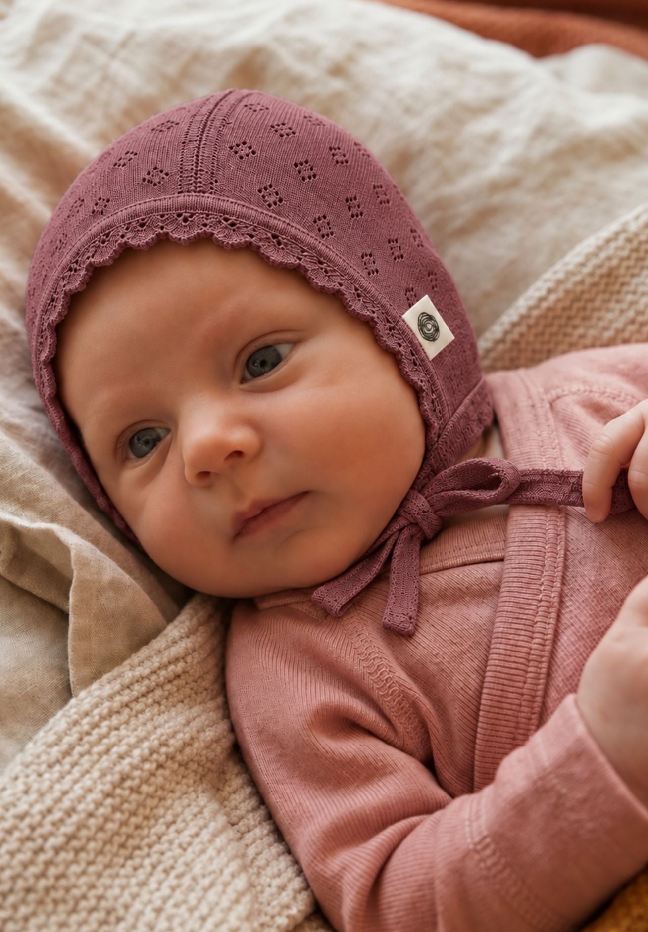 Merino Babymütze Pointelle versch. Farben