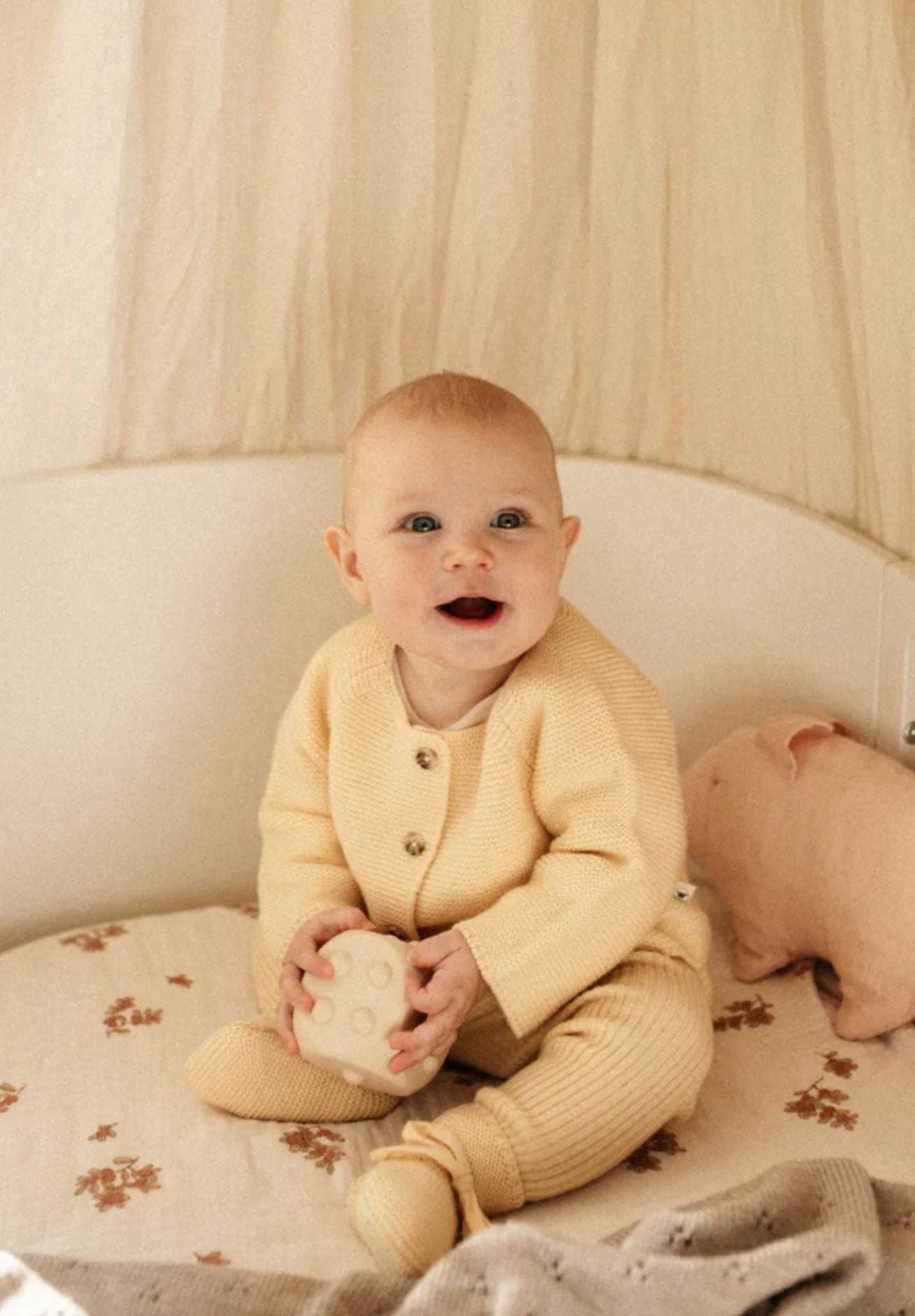 Lille Toni Merino Jäckchen "Emil" mitwachsend in buttermilk 0-2 Jahre